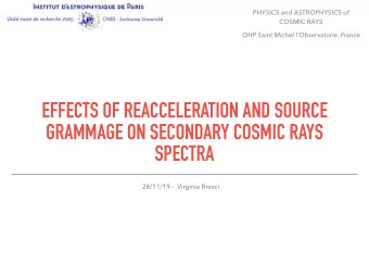 EFFECTS OF REACCELERATION AND SOURCE  GRAMMAGE ON SECONDARY COSMIC RAYS  SPECTRA  28/11/19 -