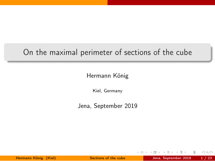 on the maximal perimeter of sections of the cube