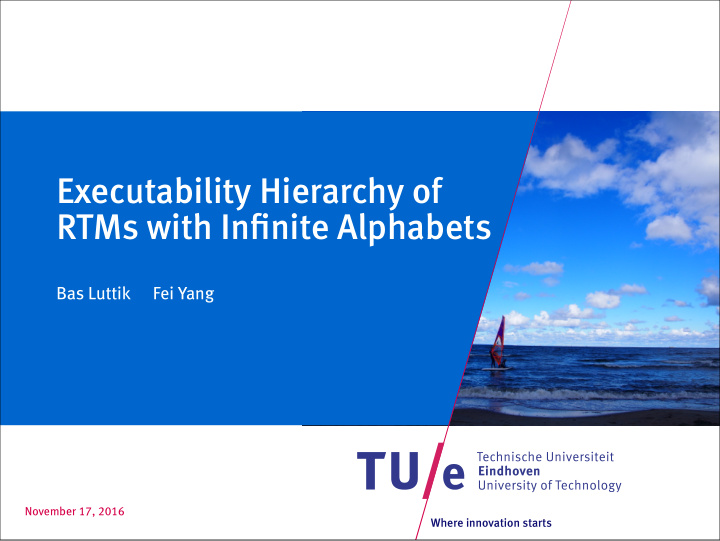 executability hierarchy of rtms with infinite alphabets