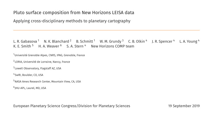 pluto surface composition from new horizons leisa data
