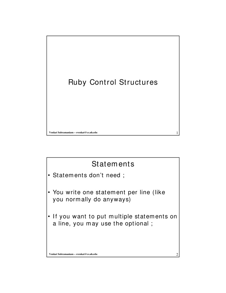 ruby control structures