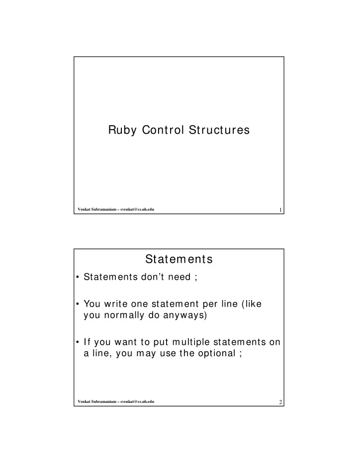ruby control structures