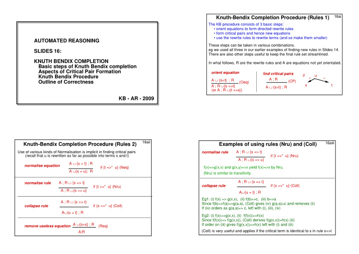 knuth bendix completion procedure rules 1