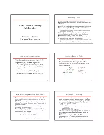 1  Greedy Sequential Covering Example  Greedy Sequential Covering Example  Y  Y  +  +  +  +  +  +
