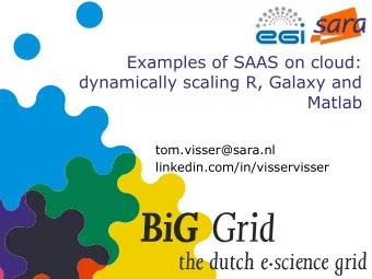 Examples of SAAS on cloud:  dynamically scaling R, Galaxy and  Matlab  tom.visser@sara.nl