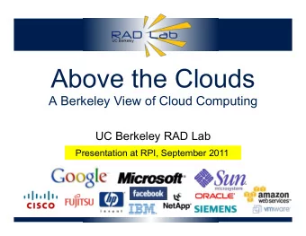 Outline  What is it?  Why now?  Cloud killer apps  Economics for users  Economics