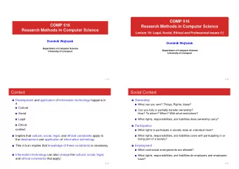 COMP 516  COMP 516  Research Methods in Computer Science  Research Methods in Computer Science