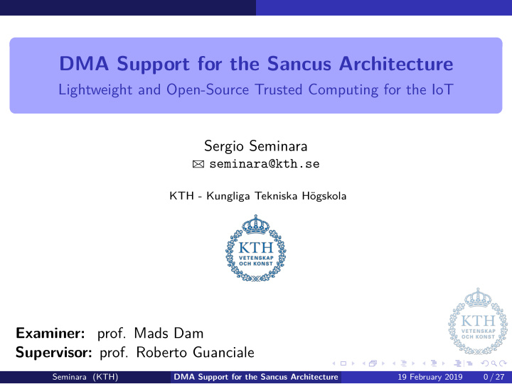 dma support for the sancus architecture