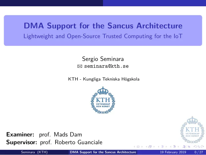 dma support for the sancus architecture