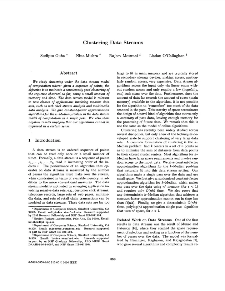 clustering data streams