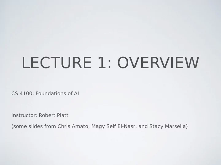 lecture 1 overview
