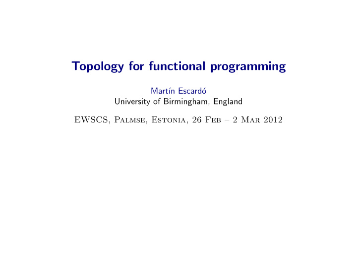 topology for functional programming