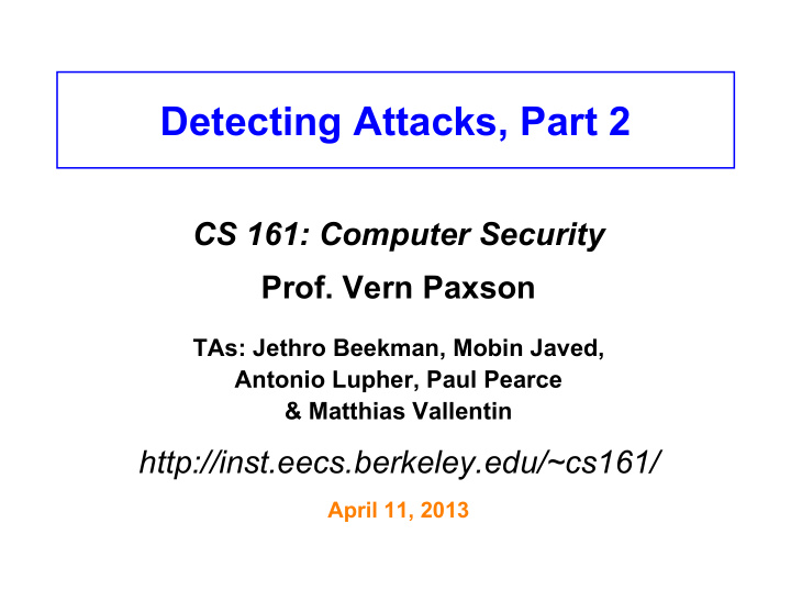 detecting attacks part 2