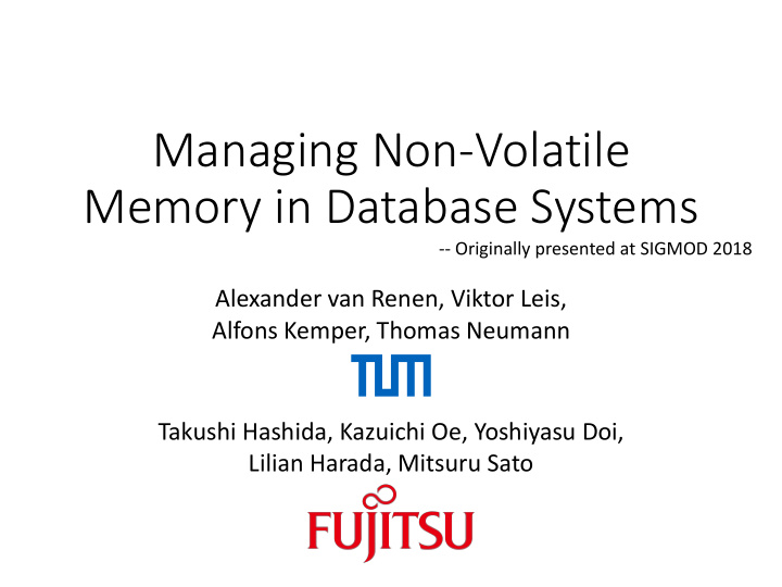 managing non volatile memory in database systems