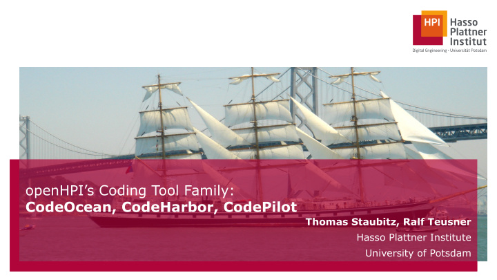 openhpi s coding tool family codeocean codeharbor