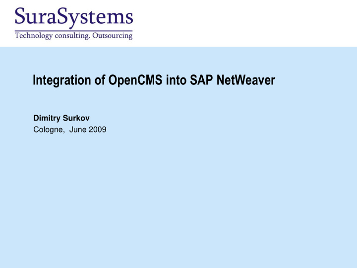 integration of opencms into sap netweaver