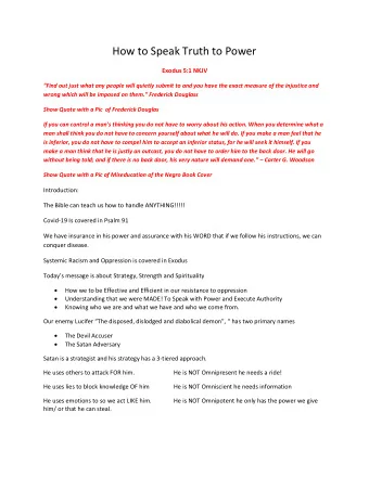 How to Speak Truth to Power  Exodus 5:1 NKJV  Find out just what any people will quietly submit