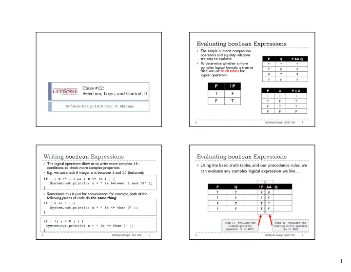 evaluating boolean expressions