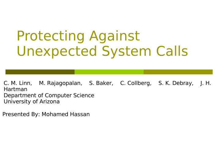 protecting against unexpected system calls
