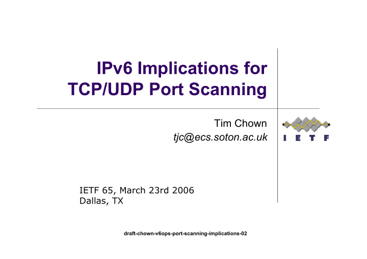 ipv6 implications for tcp udp port scanning