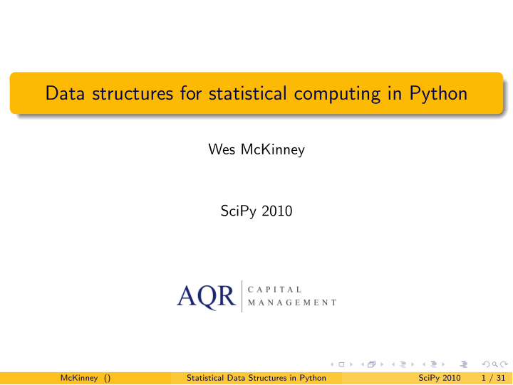 data structures for statistical computing in python