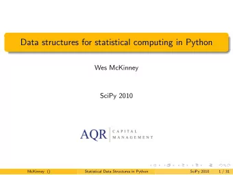 Data structures for statistical computing in Python  Wes McKinney  SciPy 2010  McKinney ()