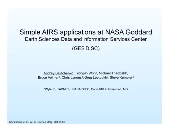 Savtchenko et al., AIRS Science Mtng, Oct, 2008  Savtchenko et al., AIRS Science Mtng, Oct, 2008