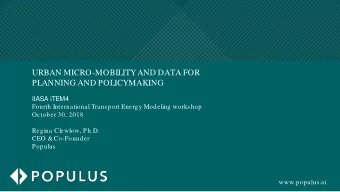 URBAN MICRO-MOBILITY AND DATA FOR  PLANNING AND POLICYMAKING  IIASA iTEM4  Fourth International