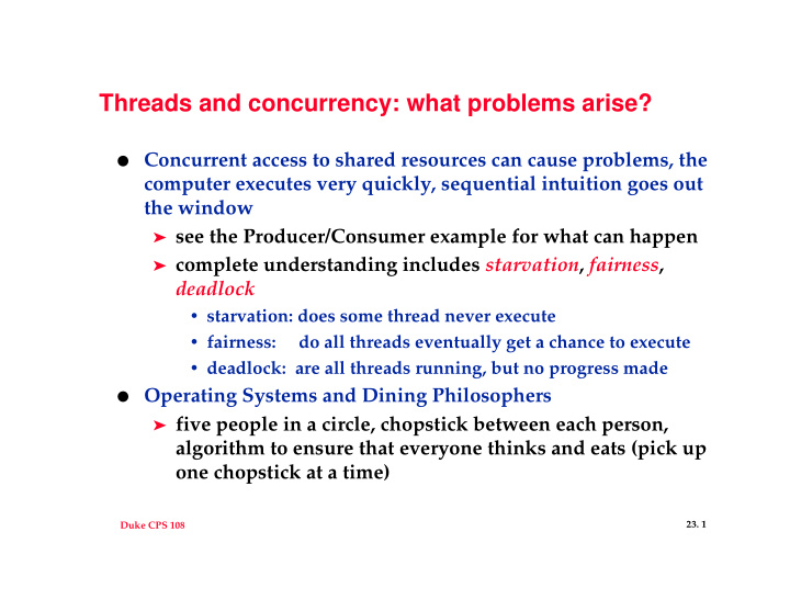 threads and concurrency what problems arise