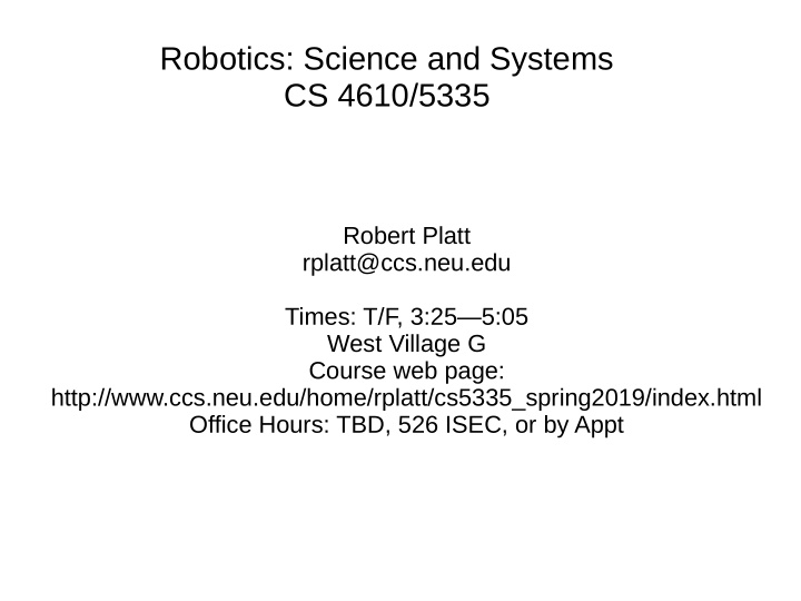 robotics science and systems cs 4610 5335
