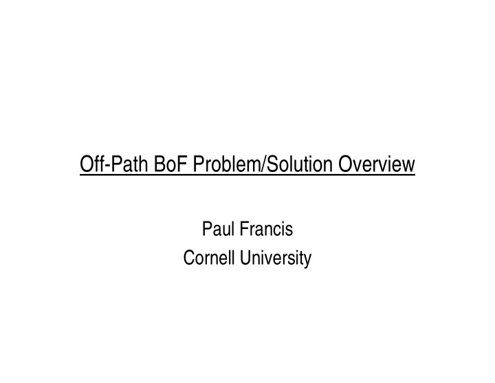 off path bof problem solution overview