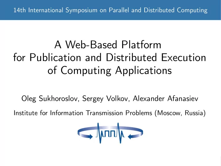 a web based platform for publication and distributed