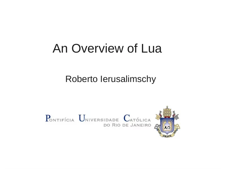 an overview of lua