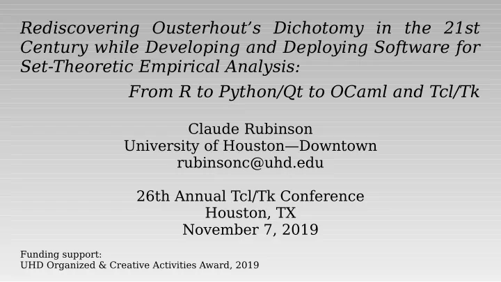 rediscovering ousterhout s dichotomy in the 21st century