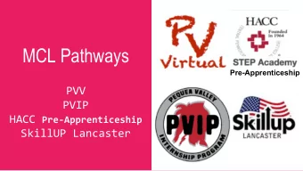 MCL Pathways  Pre-Apprenticeship  PVV  PVIP HACC Pre-Apprenticeship  SkillUP Lancaster