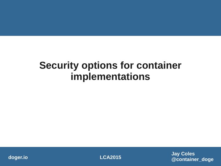 security options for container implementations