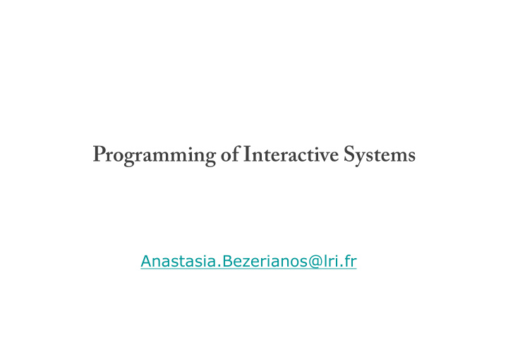 programming of interactive systems