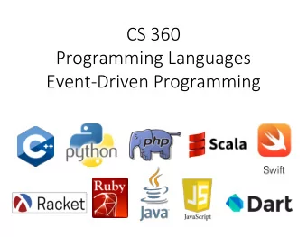CS 360  Programming Languages  Event-Driven Programming  Events and Timers and Listeners, Oh My!