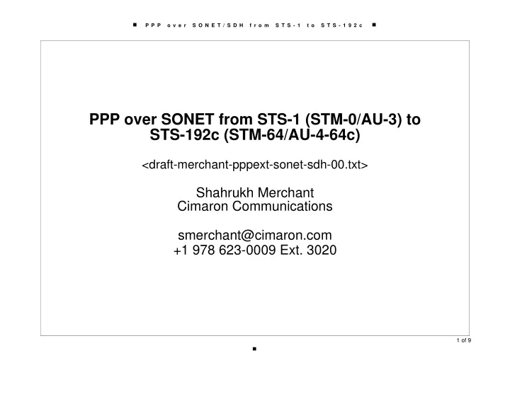 ppp over sonet from sts 1 stm 0 au 3 to sts 192c stm 64