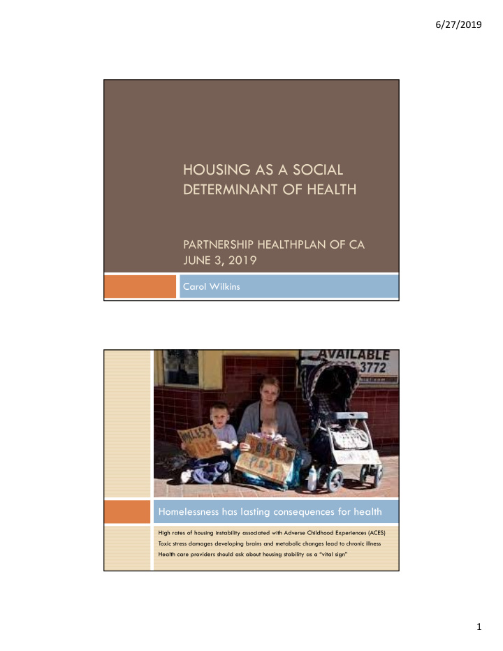 housing as a social determinant of health