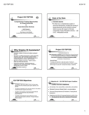 Why Employ DI Assistants?  A partnership between the  Increasing  numbers of infants and toddlers