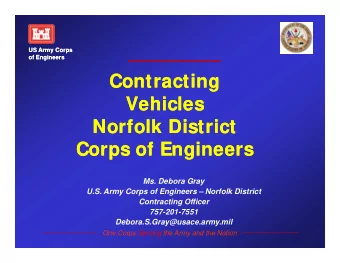 Contracting  Contracting  Vehicles  Vehicles  Norfolk District  Norfolk District  Corps of