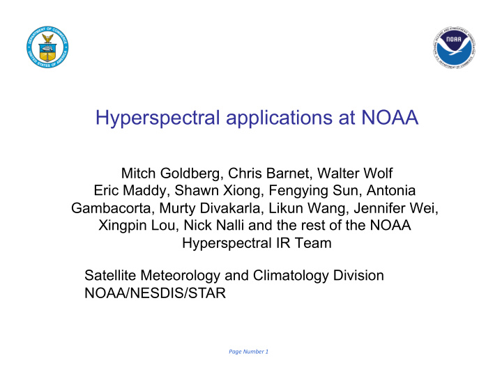hyperspectral applications at noaa