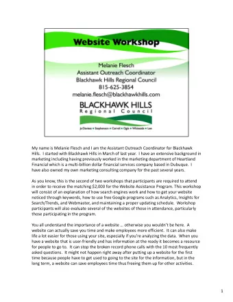 My name is Melanie Flesch and I am the Assistant Outreach Coordinator for Blackhawk Hills. I