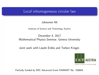 Local inhomogeneous circular law  Johannes Alt  Institute of Science and Technology Austria