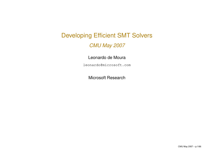 developing efficient smt solvers