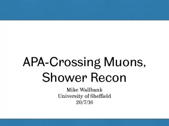 APA-Crossing Muons,  Shower Recon  Mike Wallbank University of She ffi eld  20/7/16  Update  A few