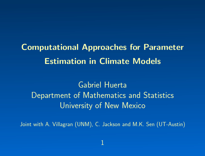 computational approaches for parameter estimation in