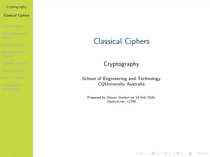 classical ciphers