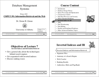 Database Management  Course Content  Systems   Introduction   Database Design Theory